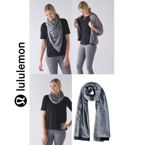 LULULEMON Vinyasa Scarf Rulu in Running Luon Spray Jacquard White Black / Black - Picture 1 of 13